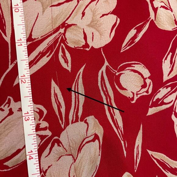 Ann Taylor Silk Red/Cream/Ivory Floral A-Line Skirt, Flowy, Romantic, Y2K, 14 - Picture 11 of 12